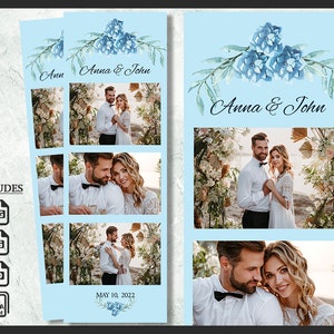 Wedding Photo Booth Template 2x6 | Elegant Floral Design for Photobooth | Editable Boho Flowers Overlay | Summer PNG PSD Digital File