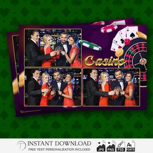 Modello per cabina fotografica da casinò 4x6 / Festa di compleanno a Las Vegas / Striscia di carte da poker / Sovrapposizione PSD modificabile / Design aziendale per addio al celibato / PSD