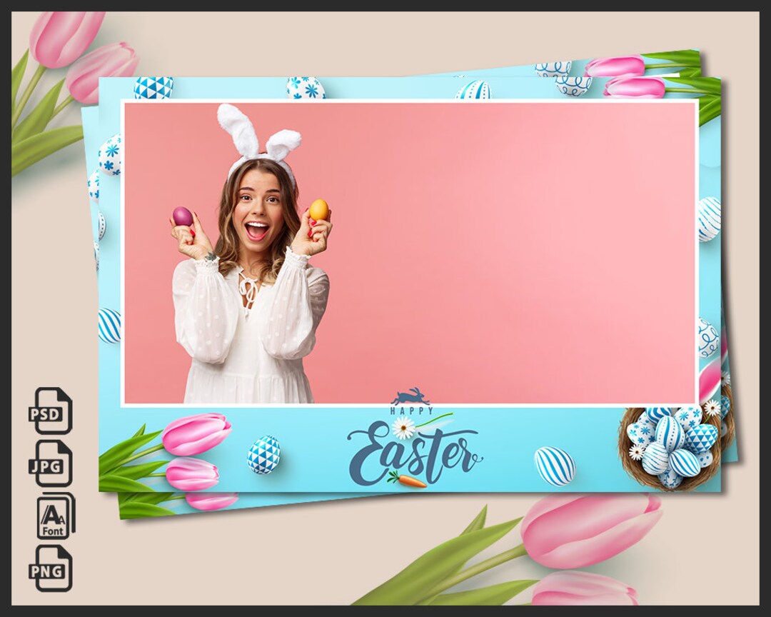 Easter Photo Booth Template, Photobooth Bunny, Eggs Frame, Love, 4x6