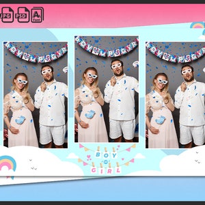 Gender Reveal Photo Booth Template 4x6 | Boy or Girl Party Strip | Editable PSD Overlay | Pink Blue Design for Gender Reveal Event