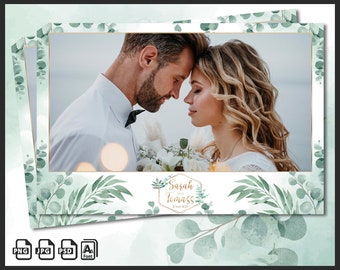 Wedding Photo Booth Template, Eucalyptus Photobooth Boho Greenery Frame, Bridal Shower, 4x6 Background, Modern Strip, Editable Overlay, psd