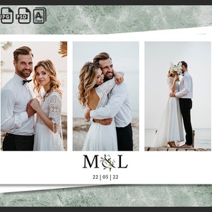 Wedding Photo Booth Template 4x6 | Minimalist White Elegant Boho Frame | Editable Modern Bridal Shower Photobooth Design | PSD PNG File
