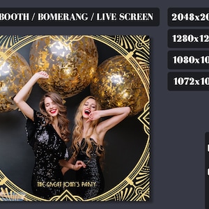 360 Photo Booth Overlay, Great Gatsby Photobooth Gold  Frame, 2048x2048, 1072x1072, 1280x1280, 1080x1080 Sizes, Editable Template, psd, png