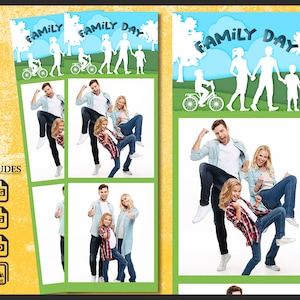 Family Day Photo Booth Template, Photobooth World Frame, 2x6 Background, Modern  Strip, Editable Overlay, psd