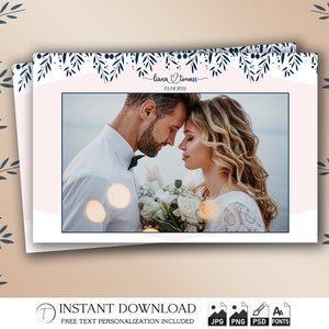 Hochzeit Photo Booth Vorlage, Landschaft Photobooth Boho Blumenrahmen, Brautparty, 4x6 Hintergrund, moderner Streifen, bearbeitbare Überlagerung, psd