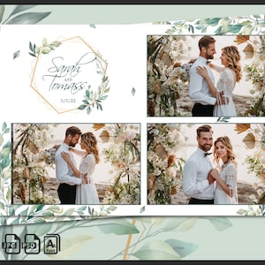 Wedding Photo Booth Template 4x6 | Eucalyptus Greenery Boho Botanical Frame | Editable Rustic Green Wedding Photobooth Overlay | PSD, PNG