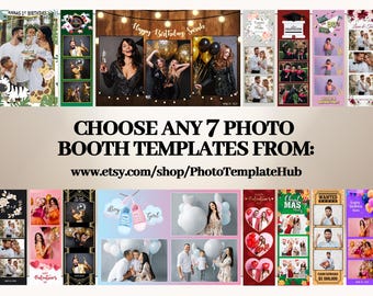 Photo Booth Template Bundle Choose 7 Designs 2x6 & 4x6 Photobooth Templates Editable Frame Overlay Pack PNG PSD Sent via Message