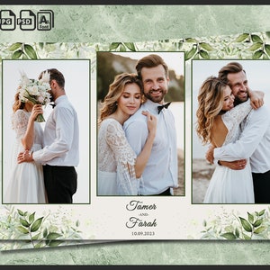 Photobooth Hochzeitsvorlage, moderner Streifen, Boho Photobooth Greenery Rahmen, Brautparty, 4x6 Spiegel Hintergrund, bearbeitbare Überlagerung, psd, png