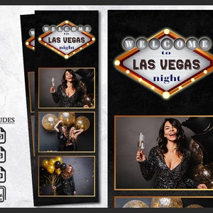 Plantilla para fotomatón de casino (2x6) / Fiesta de cumpleaños en Las Vegas / Tira de cartas de póker / Superposición PSD editable / Diseño corporativo de despedida de soltero / PSD