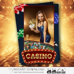 Modello per cabina fotografica da casinò 4x6 / Festa di compleanno a Las Vegas / Striscia di carte da poker / Sovrapposizione PSD modificabile / Design aziendale per addio al celibato / PSD