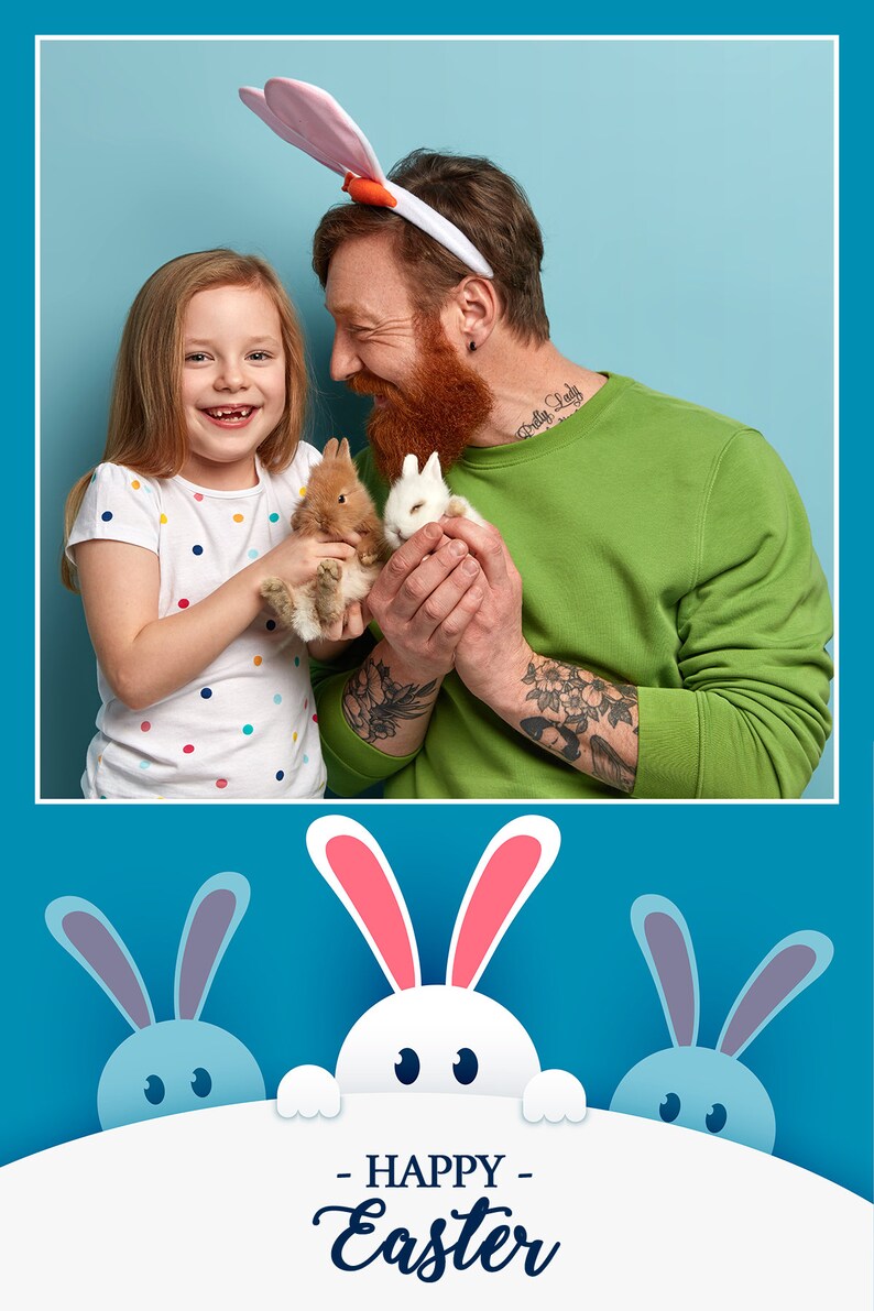 Easter Photo Booth Template, Photobooth Bunny, Eggs Frame, Love, 4x6