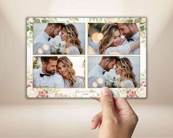 Wedding Photo Booth Template 4x6 Blush Rose Floral Photobooth Overlay Romantic Garden Wedding Frame Editable PSD PNG