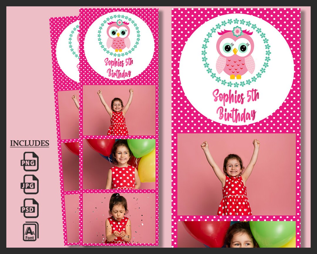 Kids Birthday Photo Booth Template, Photobooth Colorful Frame, Baby