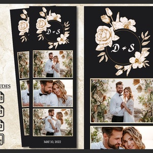 Wedding Photo Booth Template 2x6 | Elegant Floral Design for Photobooth | Editable Boho Flowers PSD Overlay | Summer PNG Digital File