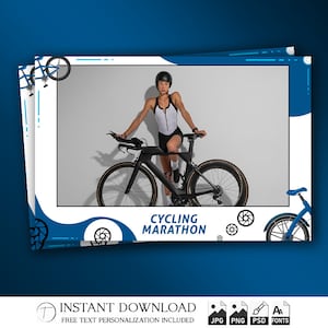 Modèle de cabine photo vélo, cadre photobooth VTT marathon, fond paysage 4 x 6, sport, bande de vélo, superposition modifiable, psd, png, jpg