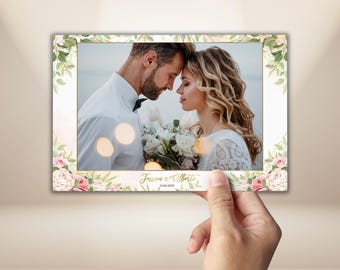 Wedding Photo Booth Template 4x6 Blush Floral Photobooth Frame Botanical Garden Wedding Overlay Rose Greenery Editable PSD PNG