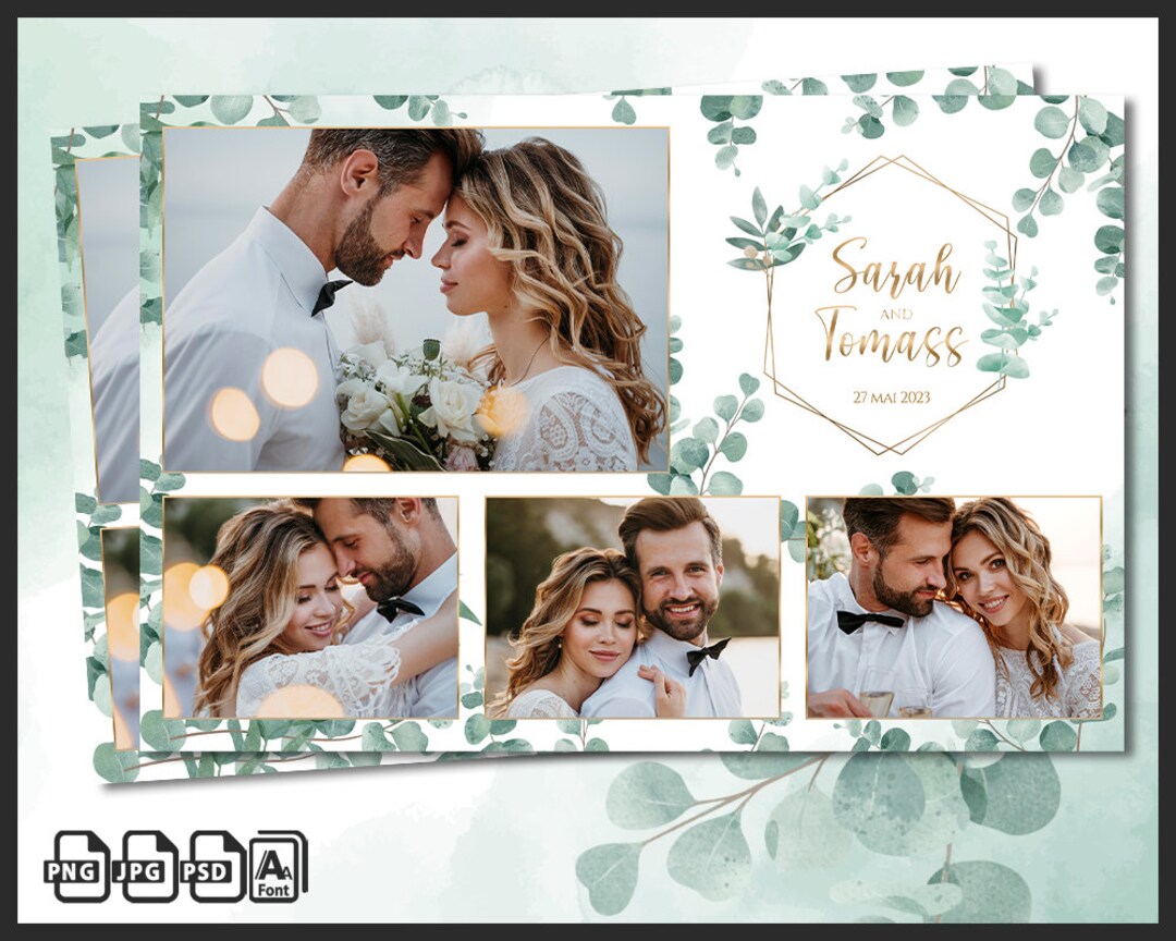 Wedding Photo Booth Template, Eucalyptus Photobooth Boho Greenery Frame