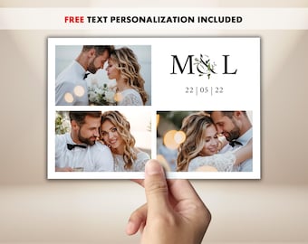 Wedding Photo Booth Template, Minimalist Greenery Photobooth 4x6, Editable Monogram Photo Booth Overlay, Elegant Eucalyptus Wedding