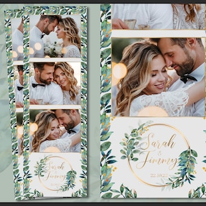 Wedding Photo Booth Template, Autumn Boho Greenery Frame Photobooth, 2x6 Background, psd, Bridal Shower, Strip, Editable Overlay, Bohemian
