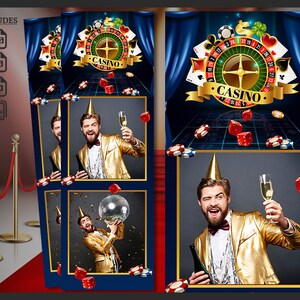 Modelo de cabine de fotos de cassino 2x6 | Festa de aniversário em Las Vegas | Faixa de cartas de pôquer | Sobreposição PSD editável | Design corporativo de bacharelado | PSD