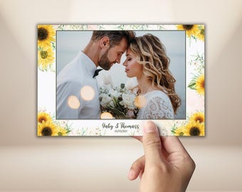 Sunflower Wedding Photo Booth Template, Landscape Photobooth 4x6, Editable Single Photo Print, Rustic Country Wedding, Instant PSD PNG