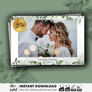 Wedding Photo Booth Template 4x6 | Boho Eucalyptus Greenery Floral Photobooth Strip | Elegant Custom Overlay | Instant Download PSD PNG