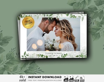 de photomaton de mariage 4 x 6 modèle | Ruban photobooth floral boho eucalyptus verdure | Superposition personnalisée élégante | Téléchargement instantané PSD PNG