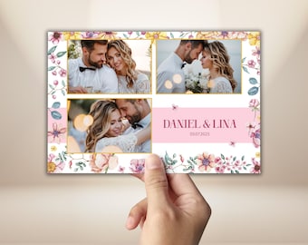 Pink Floral Wedding Photo Booth Template 4x6 Blush Floral Photobooth Frame Romantic Garden Wedding Editable PSD Overlay Instant Download