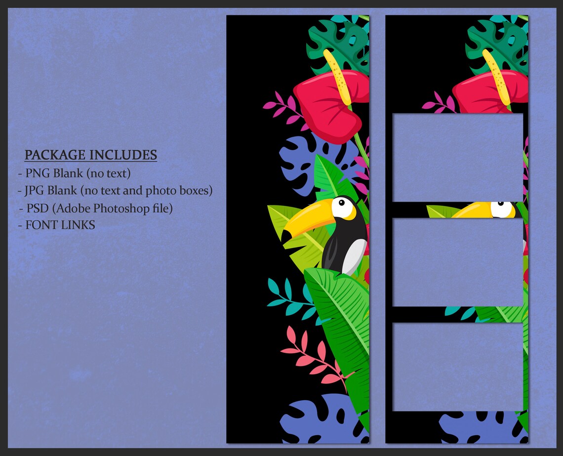 Jungle Photo Booth Template, Photobooth Birthday Animal Party Frame