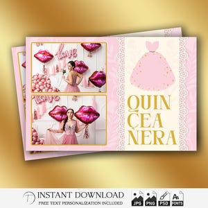 Quinceañera Photo Booth Template 4x6 | Editable Glam Party Strip | 15th Quinceanera Birthday Overlay | Printable Sweet 16 Design | PNG PSD