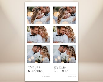 Minimalist Wedding Photo Booth Template 4x6 Elegant Wedding Photobooth Frame Modern White Wedding Editable PSD PNG Instant Download