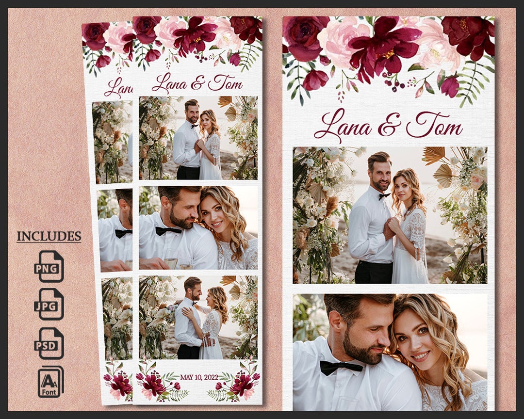 Wedding Photo Booth Template Photobooth Boho Floral Frame - Etsy