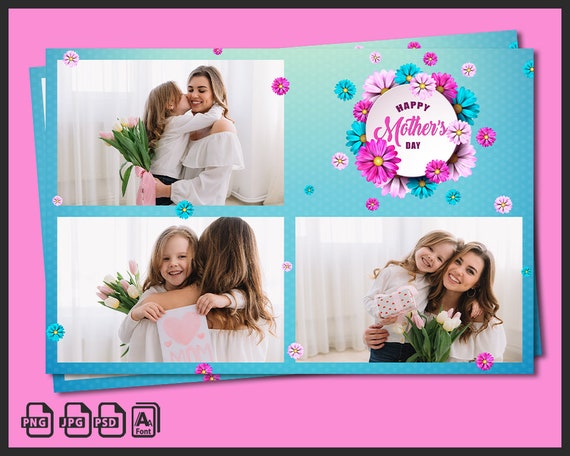 Mother's Day Photo Booth Template, Photobooth Flowers Love Frame