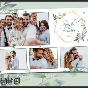 Hochzeit Photobooth Vorlage, Eukalyptus Photobooth Boho Greenery Rahmen, Brautparty, 4x6 Hintergrund, moderne Streifen, bearbeitbares Overlay, psd