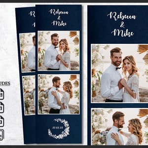 Wedding Photo Booth Template 2x6 | Elegant Floral Design for Photobooth | Editable Boho Flowers PSD Overlay | Summer PNG Digital File