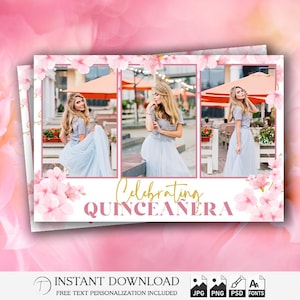 Quinceañera Photo Booth Template 4x6 | Editable Glam Party Strip | 15th Quinceanera Birthday Overlay | Printable Sweet 16 Design | PNG PSD