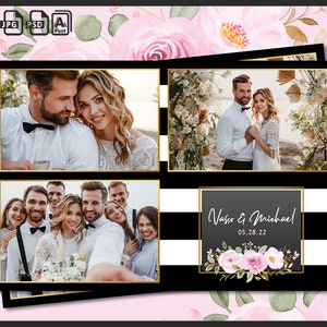 Wedding Photo Booth Template 4x6 | Elegant Floral Design for Photobooth | Editable Boho Flowers PSD Overlay | Summer Greenery PNG File