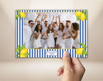 Mediterranean Photo Booth Template 4x6 Greek Party Photobooth Frame Italian Birthday Overlay Lemon Amalfi Coast Italian Party Frame PSD PNG