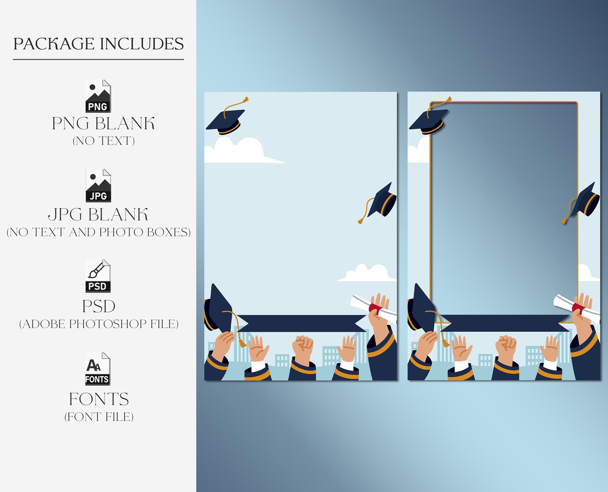Grad Overlay Graduation Photo Booth Template 4x6 | Editable Class of 2025 Strip PSD ...