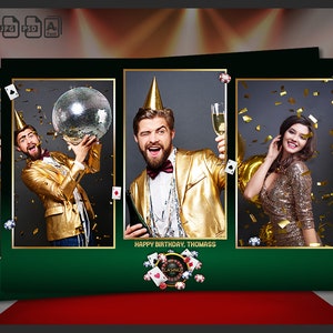 Modelo de cabine de fotos de cassino 4x6 | Festa de aniversário em Las Vegas | Faixa de cartas de pôquer | Sobreposição PSD editável | Design corporativo de bacharelado | PSD