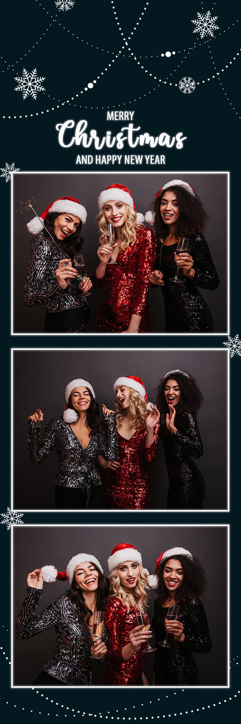Christmas Photo Booth Template, Photobooth Xmas New Year Party Frame