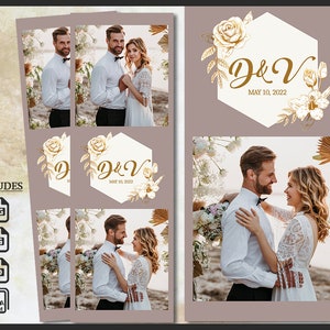 Wedding Photo Booth Template 2x6 | Elegant Floral Design for Photobooth | Editable Boho Flowers PSD Overlay | Summer PNG Digital File