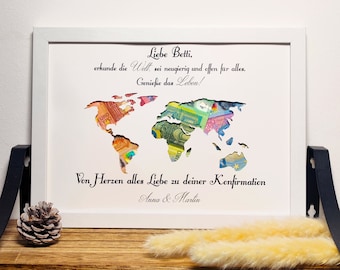 Personalized money gift for confirmation, personalized gift for boys and girls, fish-themed confirmation gift