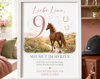 Personalized 9th Birthday Horse Gift from Grandparents – Custom Print