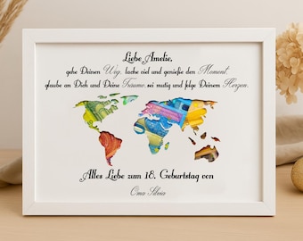18th birthday gift personalized cash gift coming of age girl boy souvenir gift with name picture frame DIY gift idea