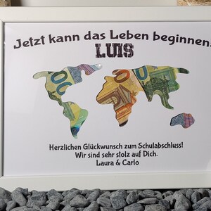 Emotionales Geldgeschenk zum Abitur 2025 – personalisierte Karte mit Namen, Text & Geldfach im Bilderrahmen