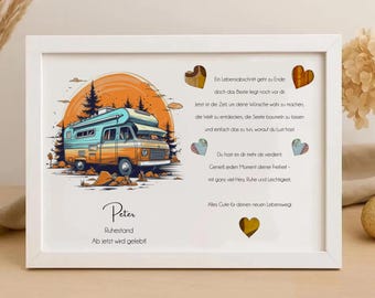 Cash gift pension motorhome – Personalized retirement gift in a picture frame with heart
