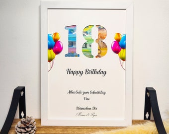 Regalo de cumpleaños número 18, regalo en efectivo personalizado, regalo de recuerdo para niña o niño que llega a la mayoría de edad, con marco de fotos con nombre, idea de regalo DIY