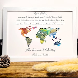 Regalo di compleanno personalizzato per il 18° compleanno, regalo in contanti per il raggiungimento della maggiore età, souvenir per ragazze e ragazzi, con cornice per foto con nome, idea regalo fai da te