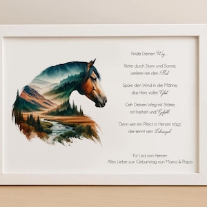 Horse gift with emotional saying personalized picture with natural horse in watercolor style for birthday for rider or horse lover